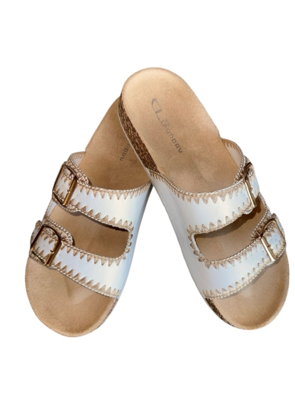 CL by Laundry White Double Buckle Slide Sandals